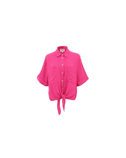 Ebene Knot Front Shirt In Fuchsia From di FRNCH in Pink