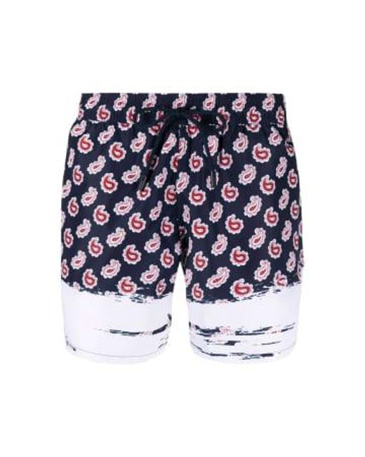 Etro Blue Paisley Print Logo Swim Shorts for men