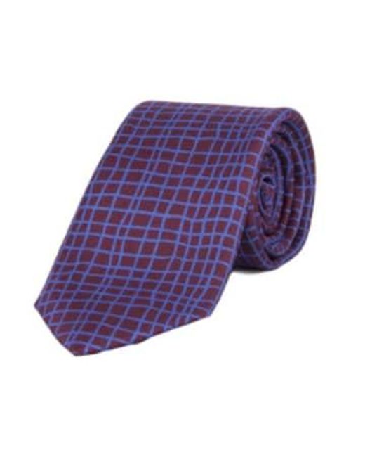 Net Printed Silk Tie 1 di 40 Colori in Purple da Uomo