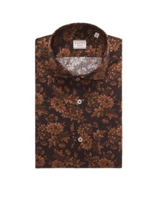 Xacus Brown Shirt Collar Cutaway Poplin Size 43 for men