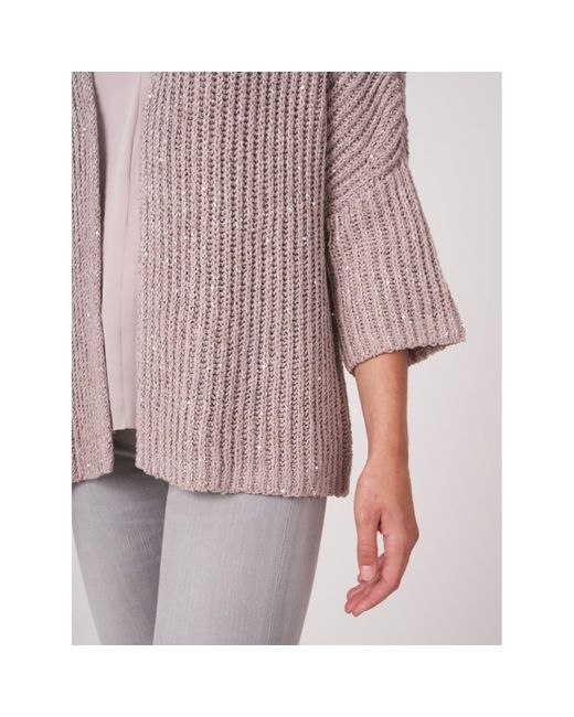 Repeat Cashmere Sand Sparkle Chunky Knit Cardigan in Purple | Lyst