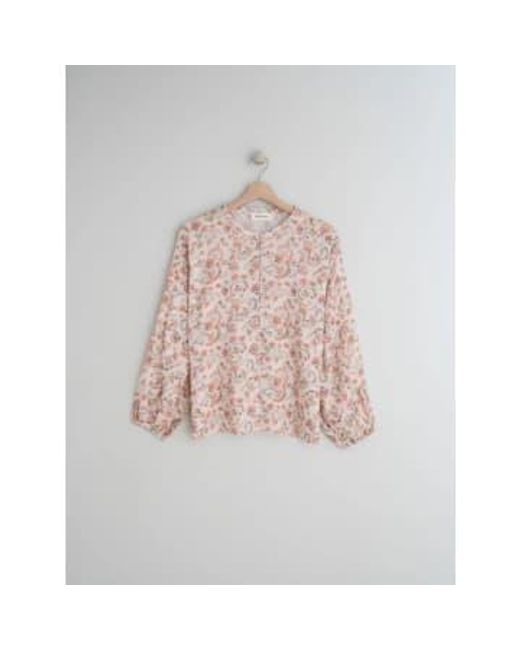 Indi And Cold Mc187P Floral Organic Cotton Blouse In Peach di Indi & Cold in Pink