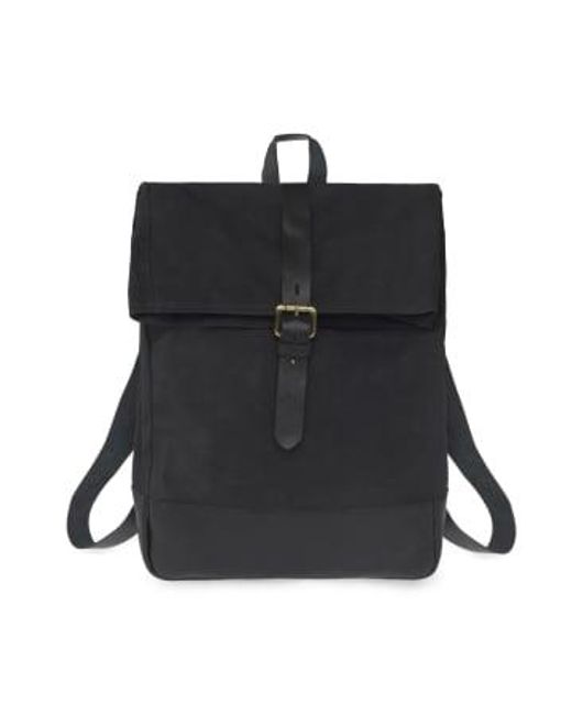 VIDA VIDA Black Cotton Canvas And Leather Roll-top Backpack Canvas/leather