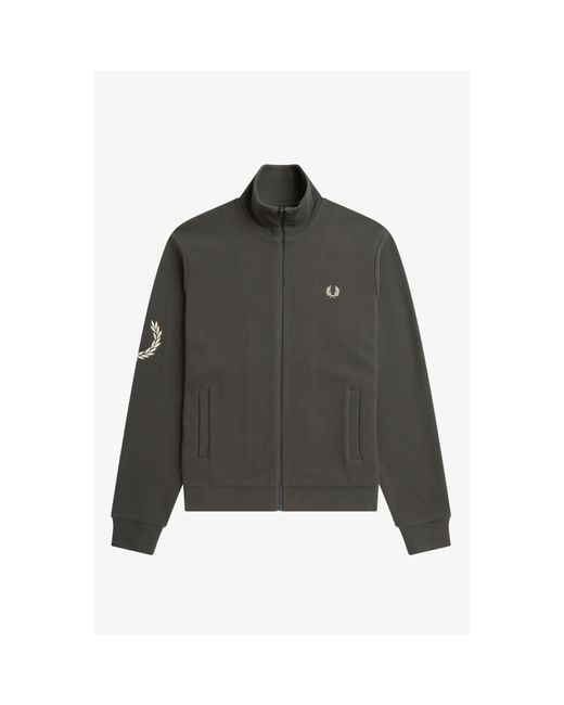Fred Perry Gray J6553 Laurel Wreath Sleeve Track Jacket for men