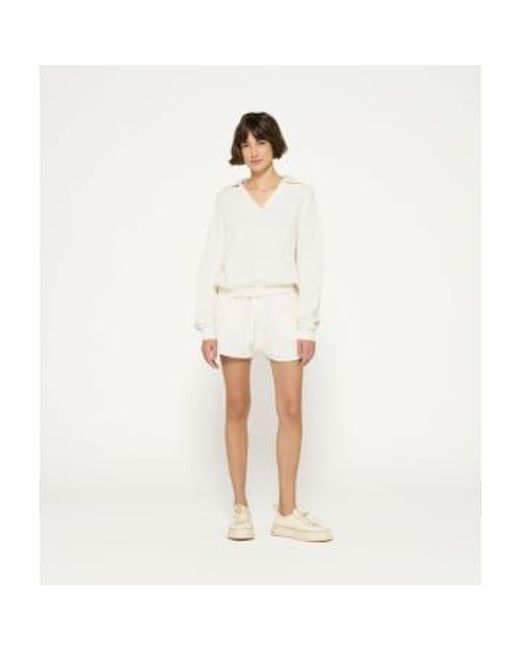 10Days White Textur Fleece Polo -Pullover