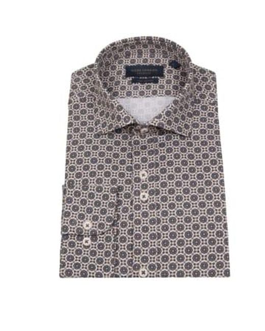 Geometric Pattern Cotton Shirt di Guide London in Gray da Uomo
