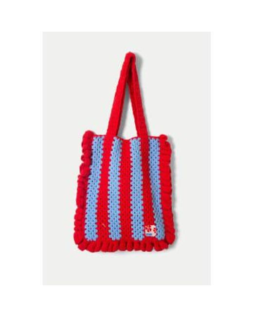 Damson Madder Red Blue Stripe Frill Crochet Bag Multi / Onesize