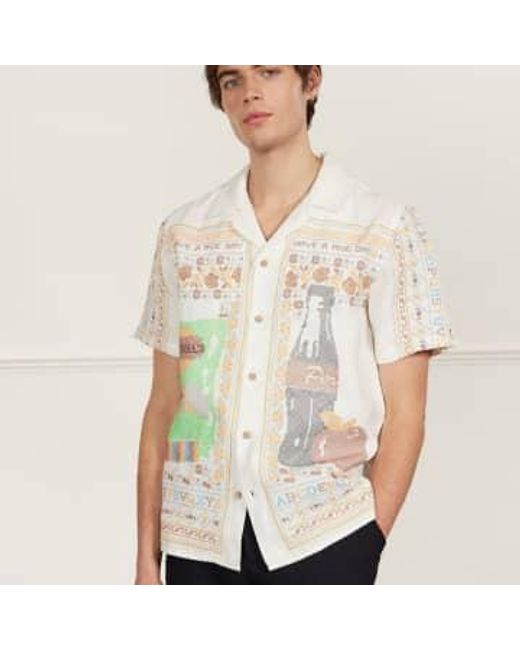 Percival Natural Meal Deal Cross Stitch Linen Shirt S for men