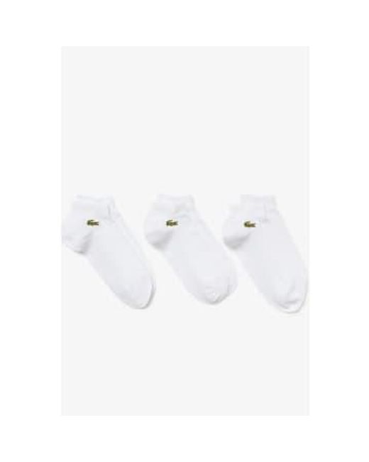 Lacoste White Pack Of 3 Pairs Low Sport Trainer Socks 6-8 for men