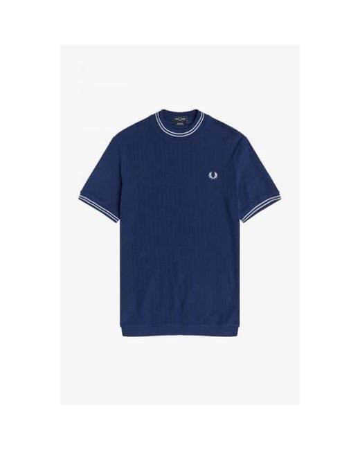 Fred Perry Crew Neck Pique T Shirt French Navy in Blue for Men | Lyst UK