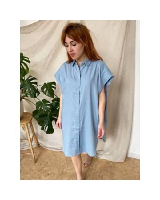 See U Soon Blue Long Shirt In 100% Linen Size 1 Small
