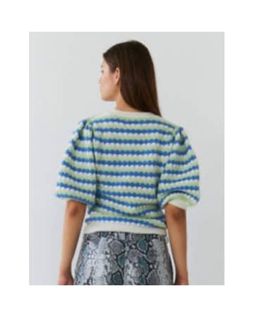 Stella Nova Blue Wave Stripe Sweater Green Xs