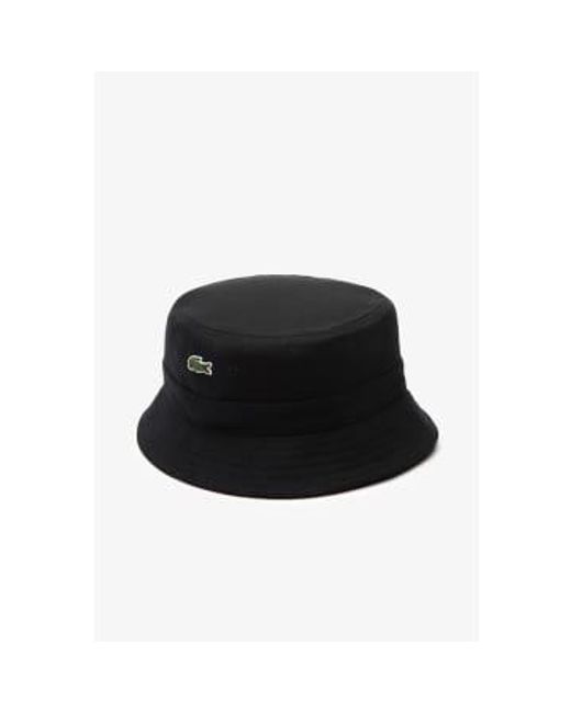 Lacoste Black Organic Cotton Bucket Hat Medium