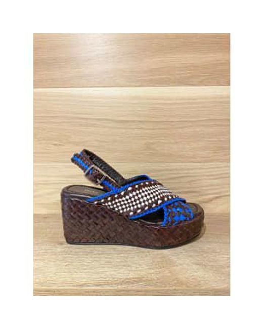 Pons Quintana Blue Ankara Sandals & Brown 36