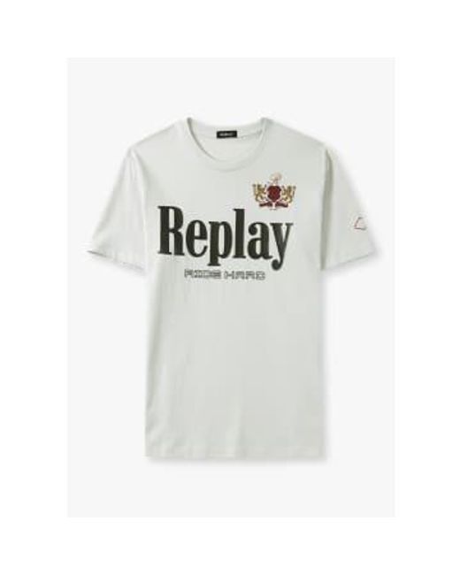 T-shirt graphique dur en gris artique Replay pour homme en coloris White