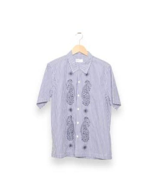 Universal Works Purple Road Trip Shirt Emb Poplin Stripe /white P28062 for men