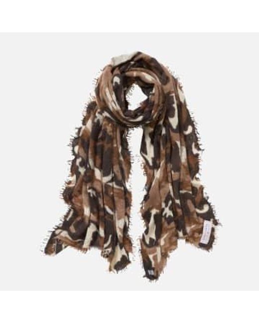 PUR SCHOEN Brown Hand Felted Cashmere Soft Scarf Camouflage Testa Moro-stone Ii + Gift