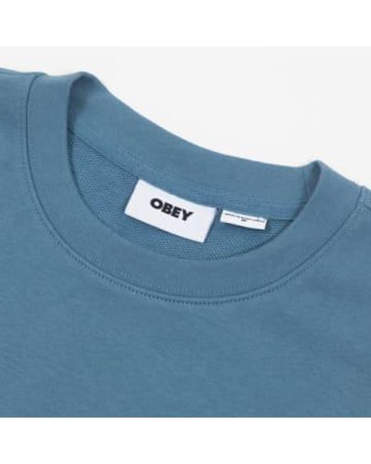 Bold crew sweatshirt premium en azul Obey de hombre de color Blue