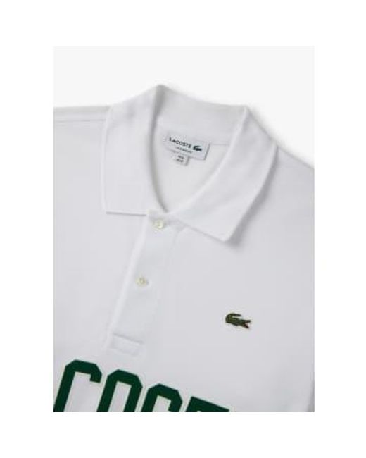Lacoste White S French Heritage Flocked Pique Polo Shirt for men