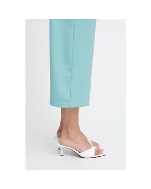 Ichi Blue Kate Sus Wide Leg Cropped Trousers-nile -20116301