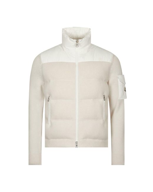 Moncler Padded Wool Cardigan in White for Men | Lyst