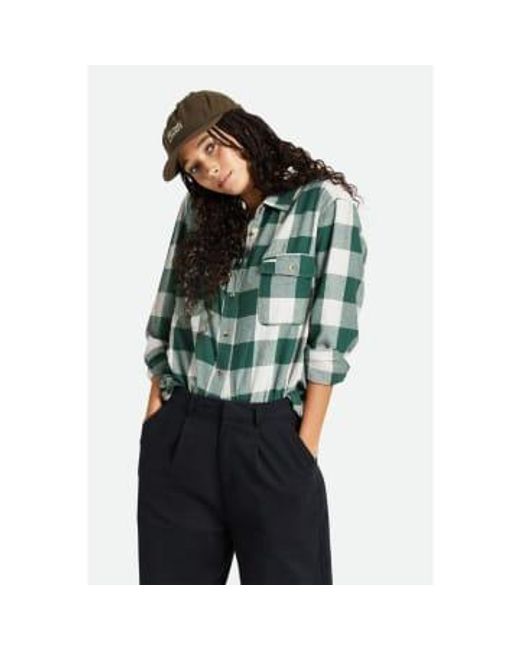 Brixton Green Pine Needle And Bowery Boyfriend Long Sleeve S Flannel