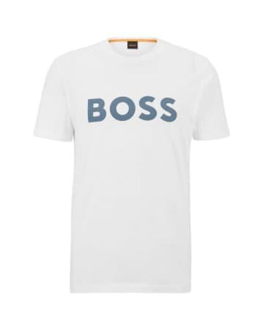 Boss White Thinking 1 Logo T Shirt Small for men
