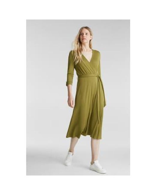 Midi Wrap Dress In Olive di Esprit in Green