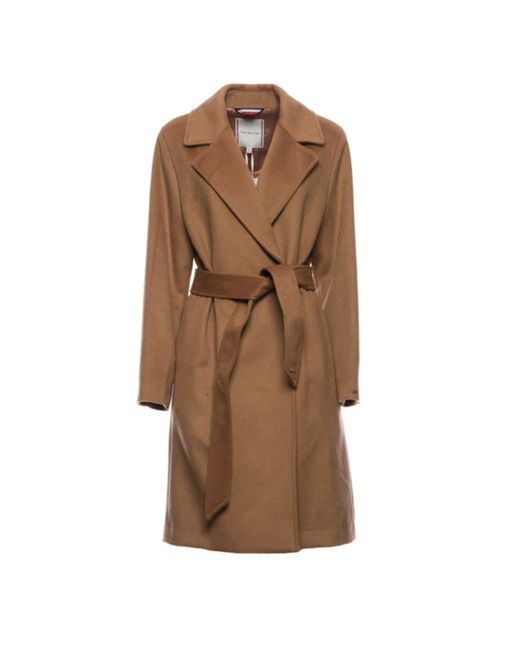 Coat For Woman Ww0Ww32157 Gw8 Khaki di Tommy Hilfiger in Brown