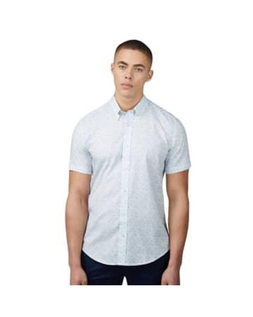 Ben Sherman Blue Optic Geo Print Short Sleeve Shirt for men