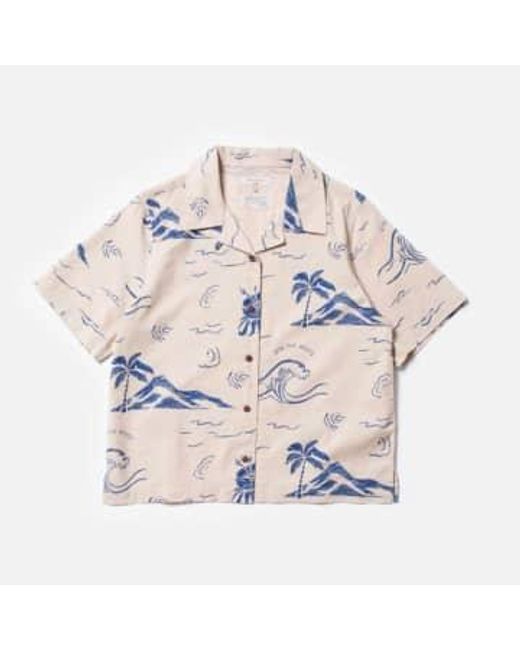 Moa Waves Hawaii Shirt Ecru di Nudie Jeans in Blue