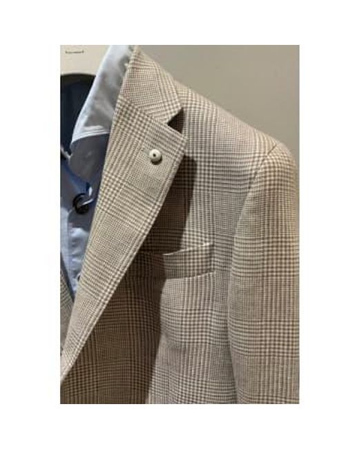 L.b.m. 1911 Gray Check Slim Fit Wool And Linen Blend Jacket 42328/1 for men