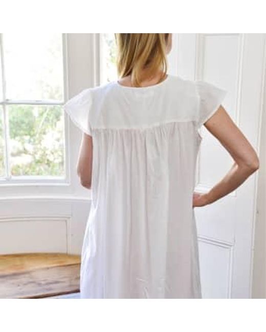 Damas algodón blanco panel encaje nightdress 'valerie' Powell Craft de color White