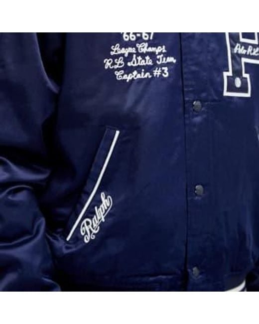 Polo Ralph Lauren Blue Lined Varsity Jacket Aviator for men
