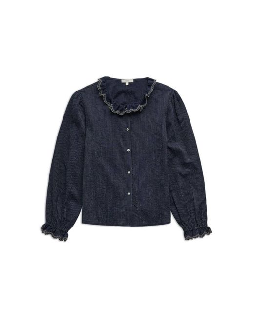 Embroidered Ruffle Shirt di Yerse in Blue