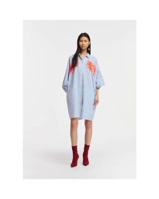 Essentiel Antwerp Blue Frilled Mini Dress And White With Embroidery Xs