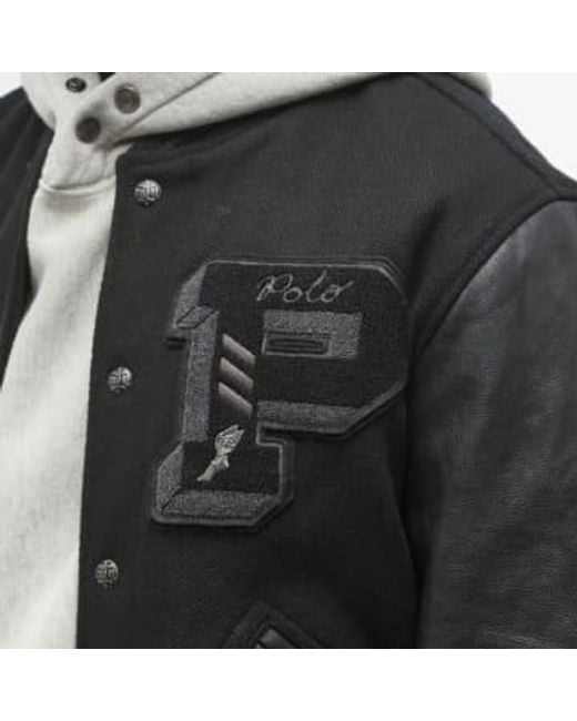Lined Varsity Jacket Polo di Polo Ralph Lauren in Black da Uomo
