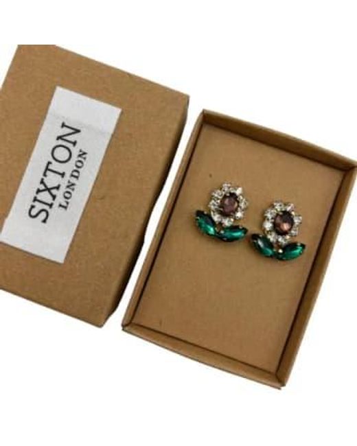 SIXTON LONDON Black Jewelled Daisy Earrings One Size / Coloured