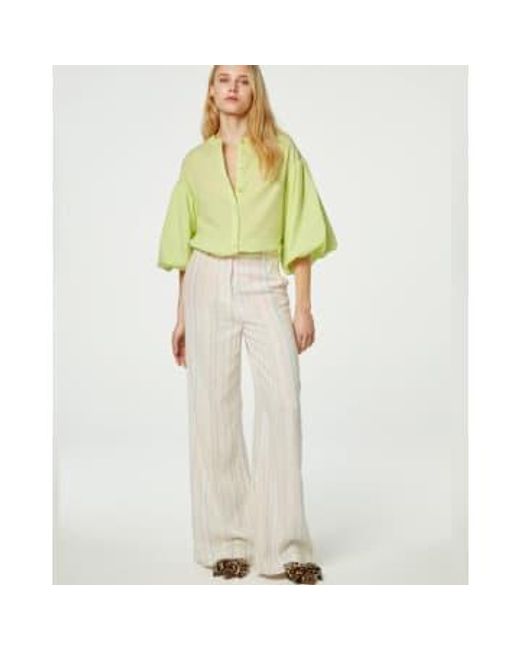 FABIENNE CHAPOT White Remi Striped Trousers Lime Light Xs/34