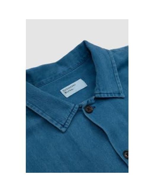 Universal Works Blue Ls Utility Shirt Washed Herringbone Denim S for men