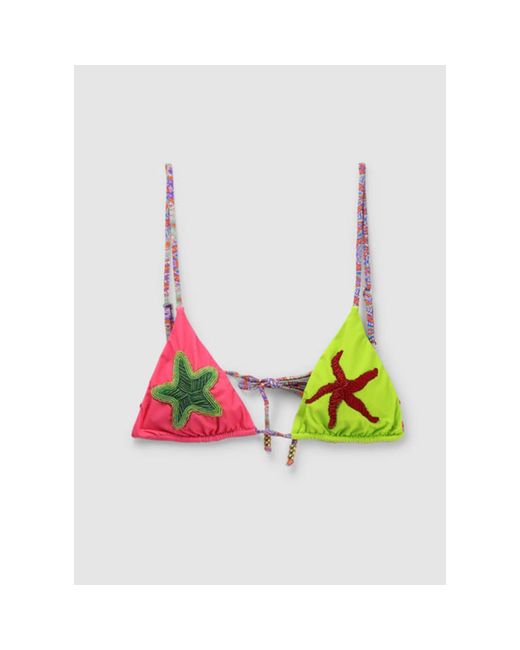 It's Now Cool Green S Starfish String Bead Bikini Top