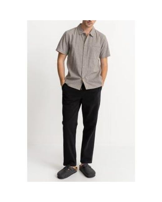 Rhythm Gray Sand Linen Check Shirt Taupe / S for men