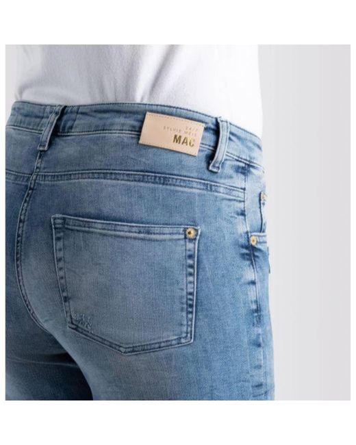 Mac Jeans Authentic Net Wash Blue Rich Culotte Denim Jeans | Lyst