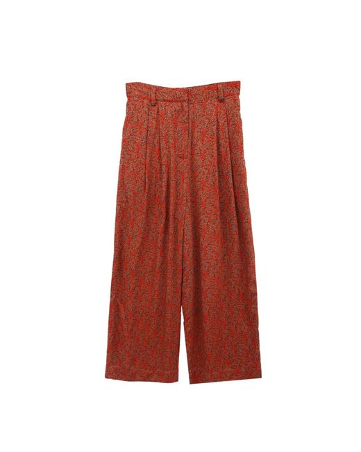 See U Soon Red Trousers With Floral Print