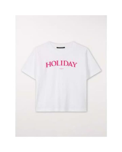 Luisa Cerano White T-shirt With Printed Lettering Uk 8