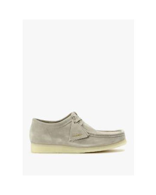 Clarks White S Wallabee Suede Shoes for men