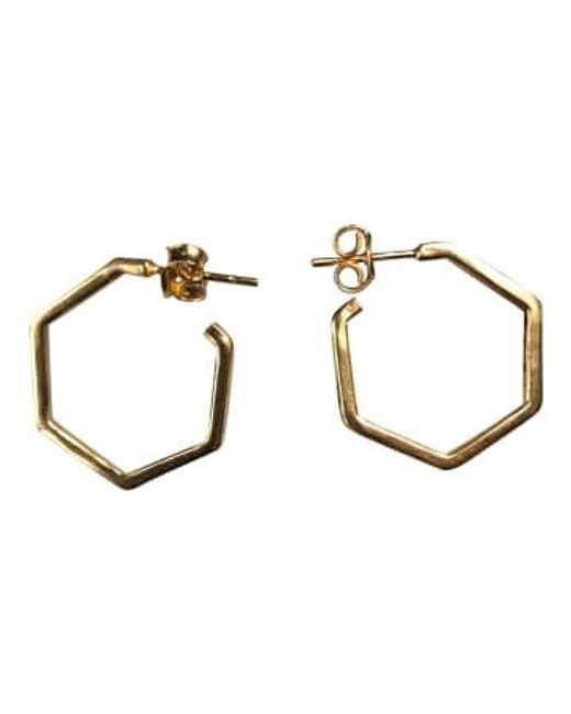 silver jewellery Metallic Small Gold Hexagon Earrings One Size / Pair