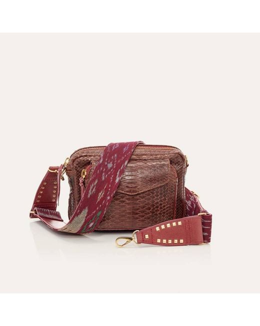 Claris Virot Choco Python Bag Charly With Endek Strap in Red