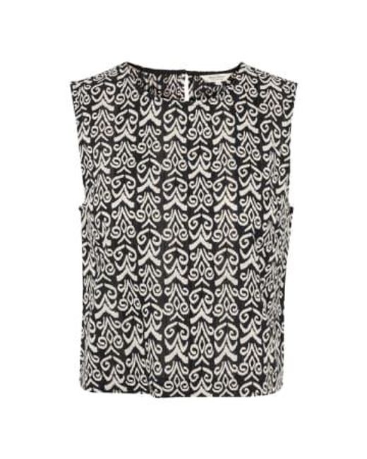 Part Two Gray Grit Blouse Small Graphic Print