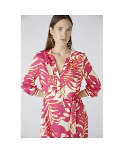 Ouí Pink Palm Satin Dress 34
